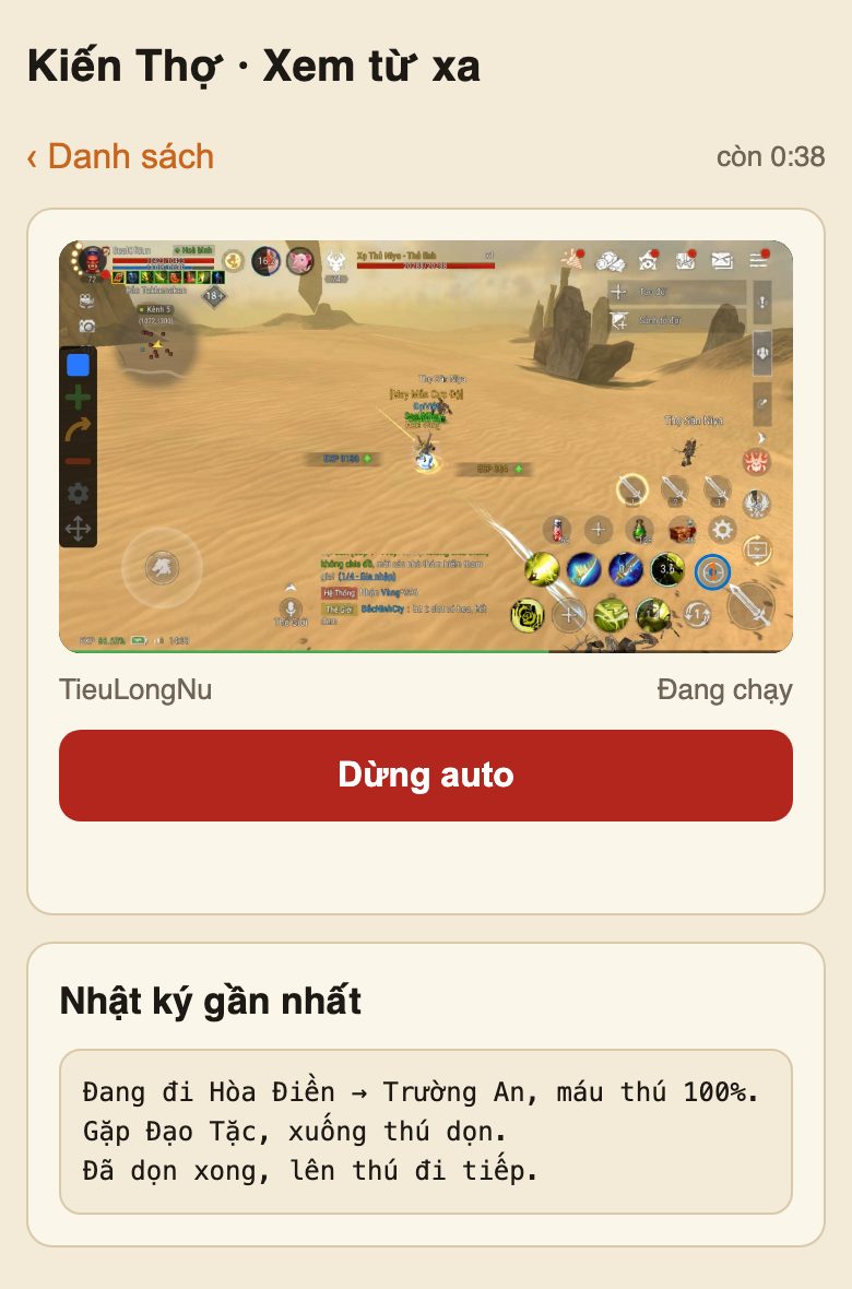 Xem màn hình giả lập trên điện thoại